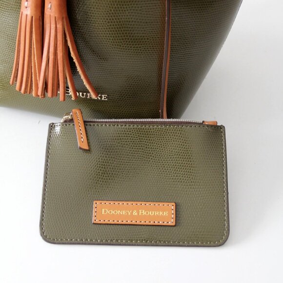 Dooney & Bourke Serena Drawstring Crossbody – Green Embossed Leather - Picture 4 of 16